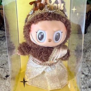 Charming Plush Doll in Brown and Gold Outfit